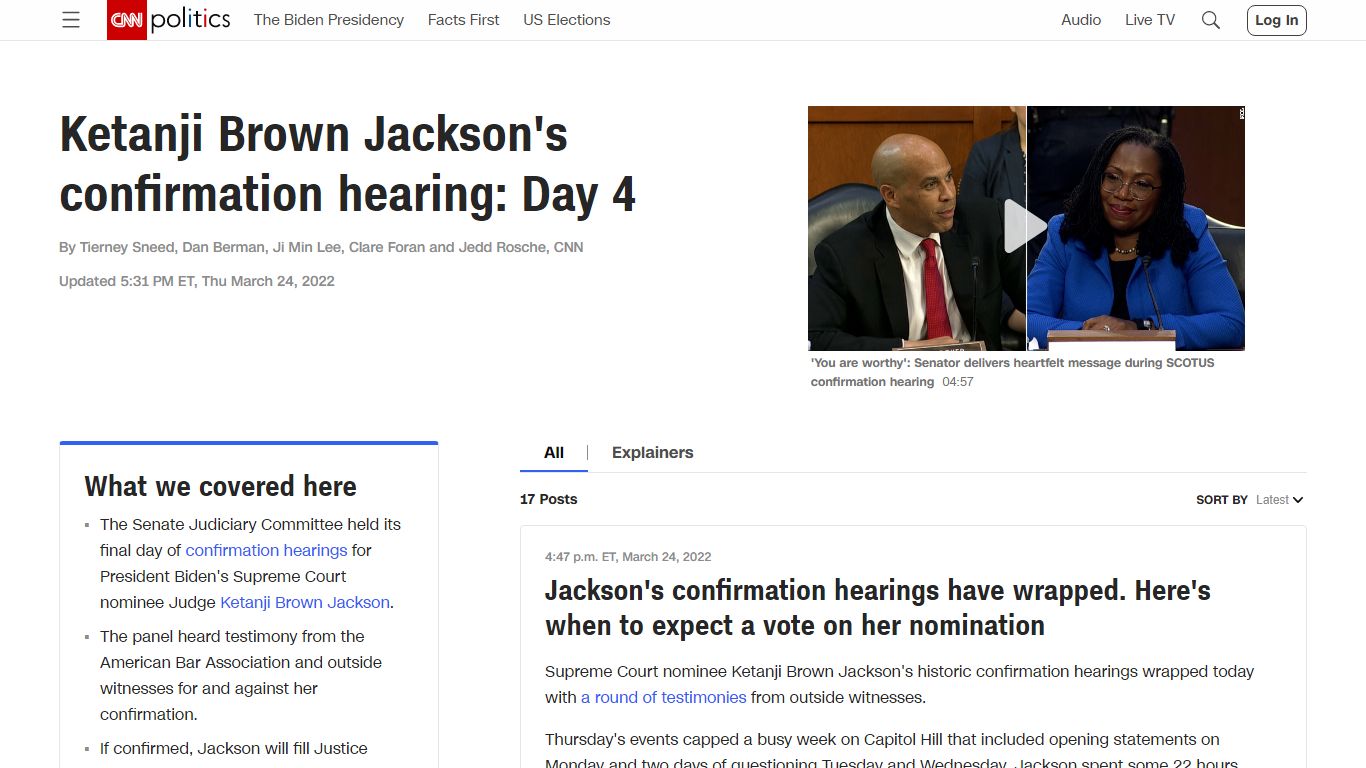 Ketanji Brown Jackson's confirmation hearing: Day 4 - CNN